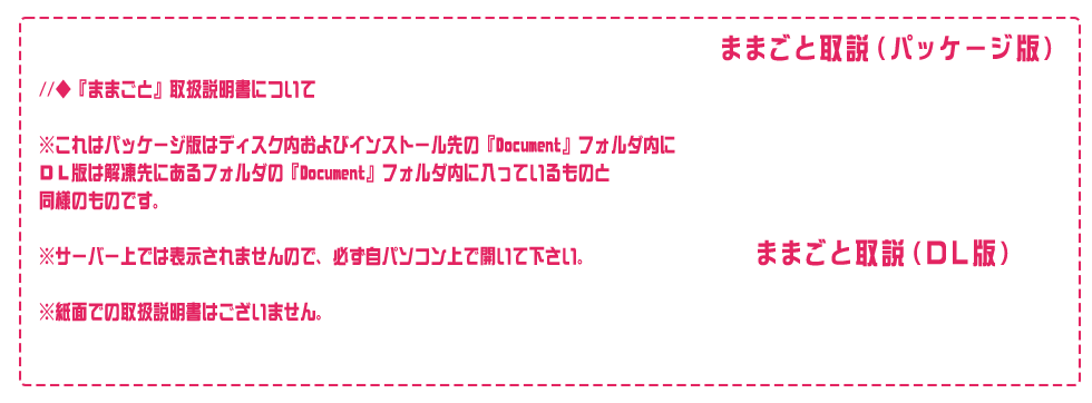 取扱説明書文章とデータ